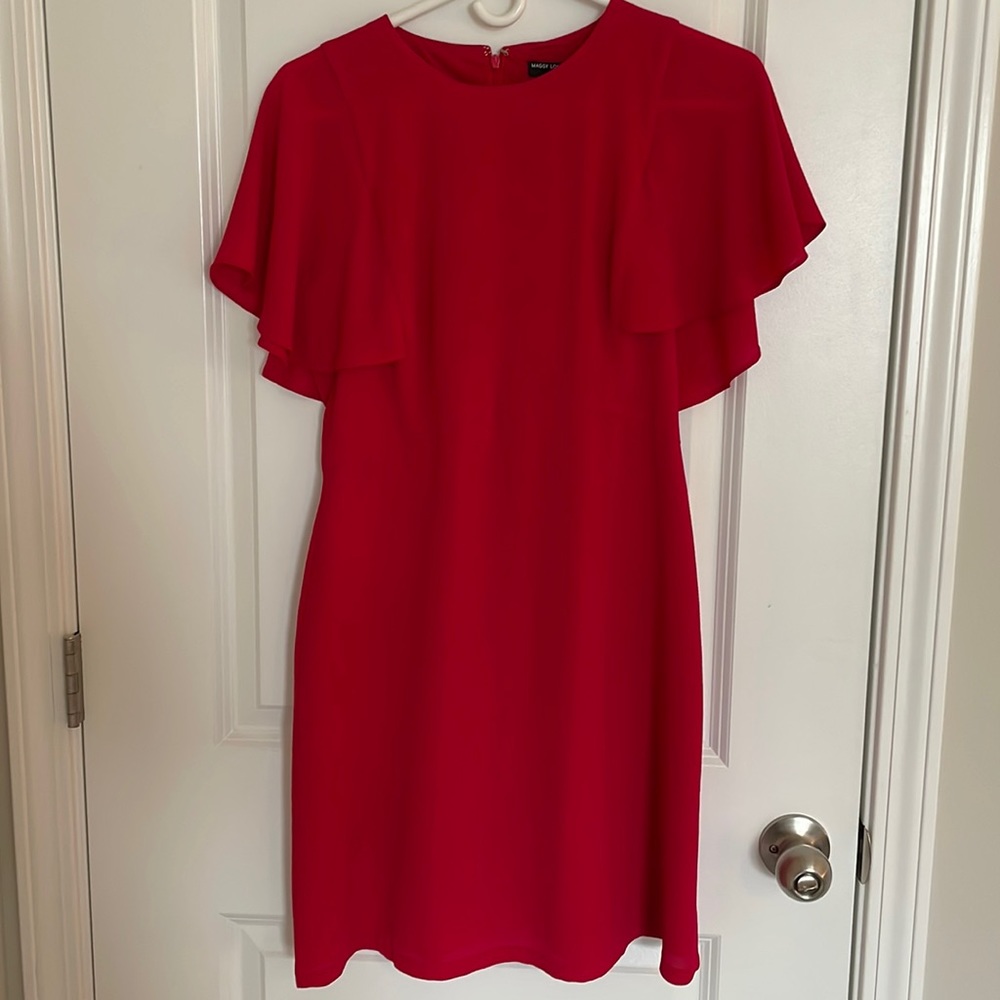Like new condition red cocktail dress with flutter sleeves